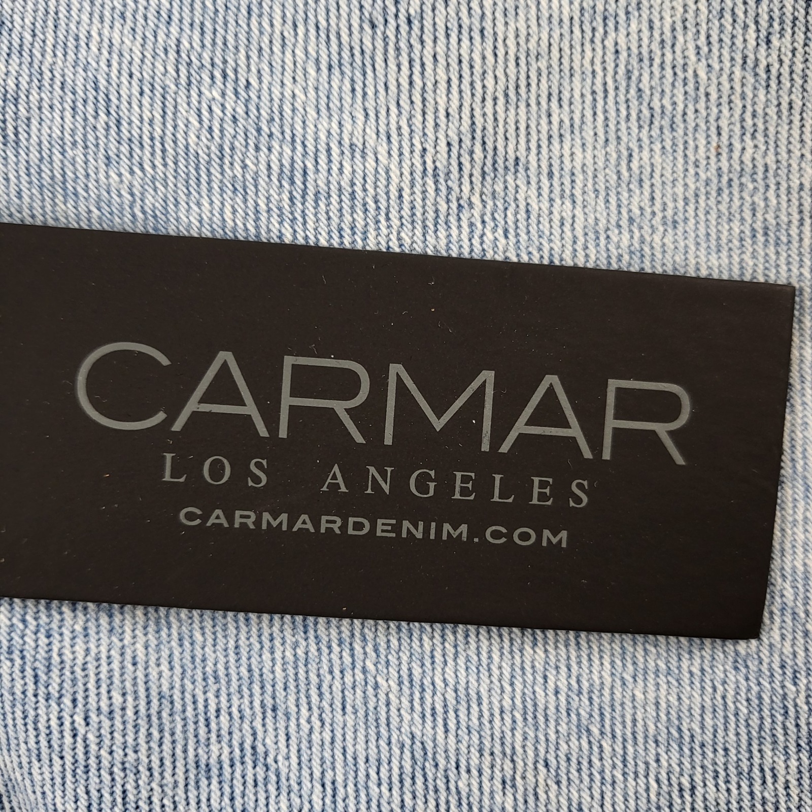 Carmar Denim Colin Star Rhinestone Distressed Mini Skirt Light Wash Size 24 New — image 4 of 8